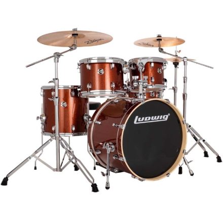 Ludwig Evolution 22" 5 részes dobszerelés állványzattal - Copper