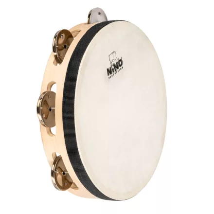 NINO Percussion NINO944 8” egysoros bőrös fa tamburin - natúr