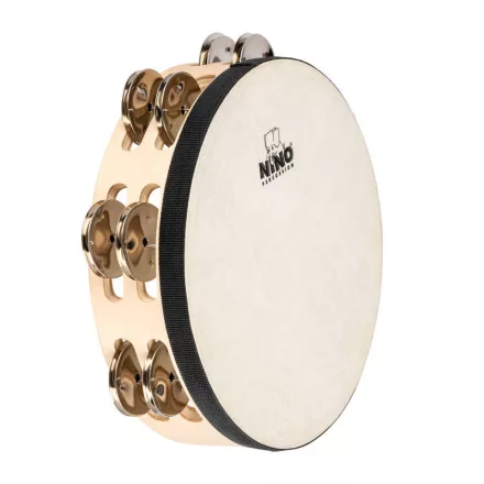 NINO Percussion NINO946 8” kétsoros bőrös fa tamburin - natúr