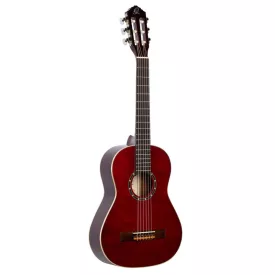   ORTEGA R121-1/2WR Klasszikus gitár, 1/2-es méret, vörös, tokkal