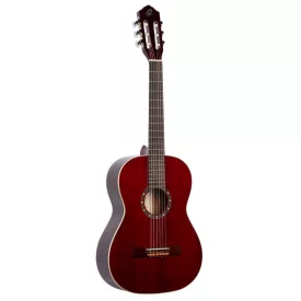   ORTEGA R121-7/8WR Klasszikus gitár, 7/8-as méret, vörös, tokkal