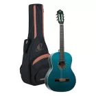 ORTEGA R121SNOC Klasszikus vékony nyakú gitár, 4/4-es méret, kék, tokkal