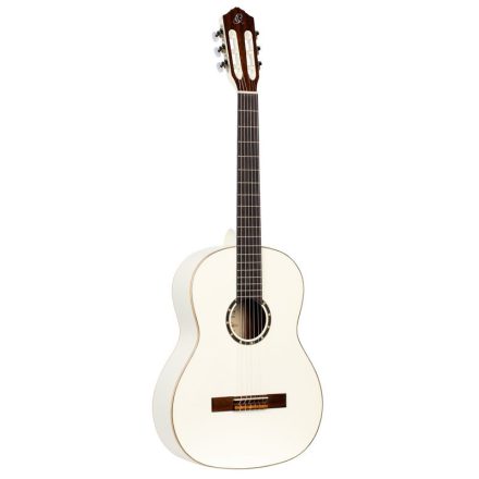ORTEGA R121SNWH Klasszikus vékony nyakú gitár, 4/4-es méret, fehér, tokkal