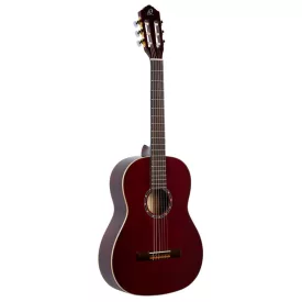   ORTEGA R131SN-WR Klasszikus gitár, 4/4-es méret, vékony nyakú, vörös, tokkal