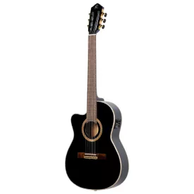   Ortega RCE138-T4BK-L  elektro-klasszikus gitár, vékony test, fekete, balkezes, tokkal