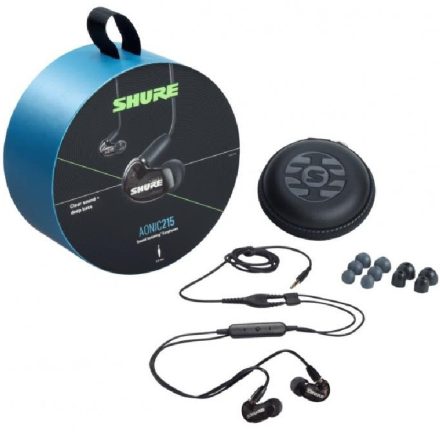 Shure SE215DYBK+UNI-EFS fülhallgató, kábel vezérlés+mikrofon
