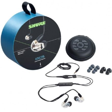Shure SE215DYCL+UNI-EFS átlátszó fülhallgató, kábel vezérlés+mikrofon