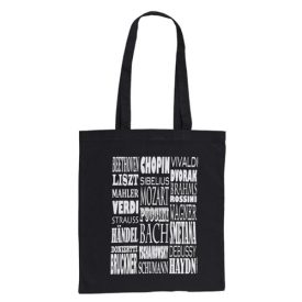   Vienna World - vászontáska zeneszerzős, fekete (hosszabb füllel)